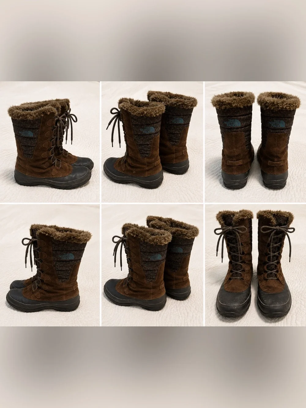 The North Face Brown Faux-Fur Lace-Up Winter Boots